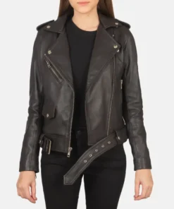 Women's Alison Brown Leather Biker Jacket