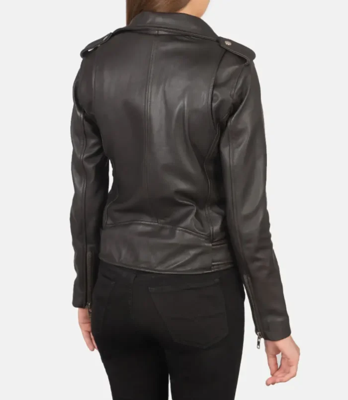 Women's Alison Brown Leather Biker Jacket