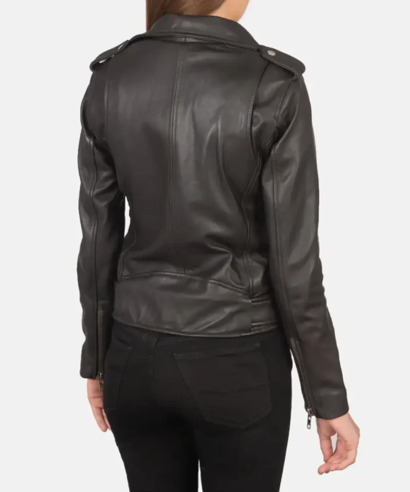 Women's Alison Brown Leather Biker Jacket