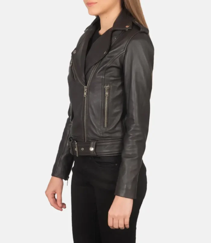 Women's Brown Alison Leather Biker Jacket