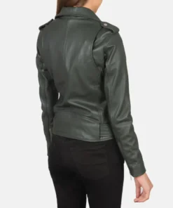 Women's Alison Green Leather Biker Jacket