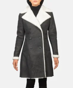 Women's Amie Black Double Breasted Shearling Coat