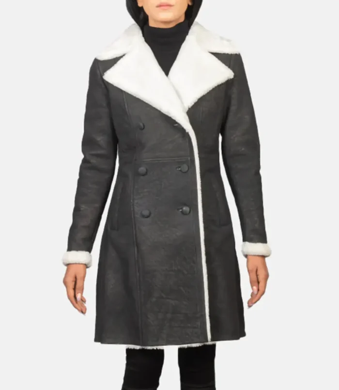 Women's Amie Black Double Breasted Shearling Coat