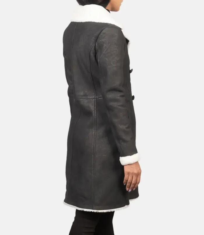 Women's Black Amie Double Breasted Shearling Coat
