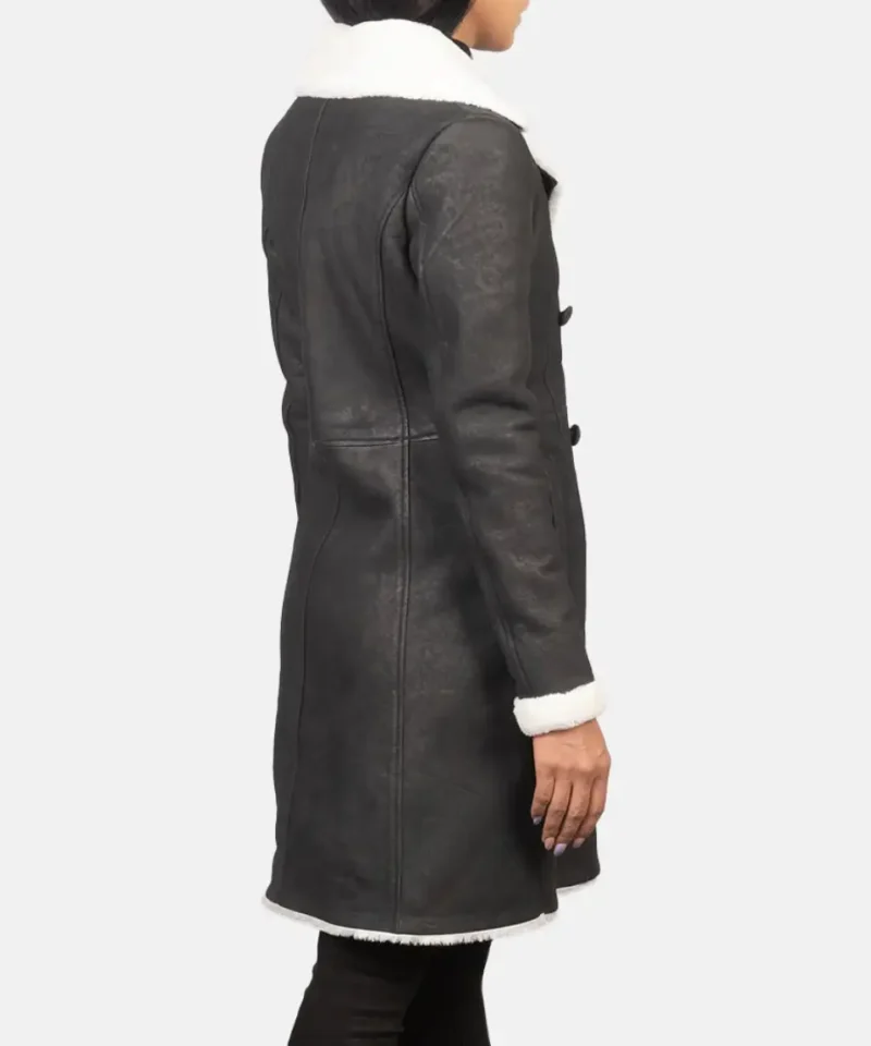 Women's Black Amie Double Breasted Shearling Coat