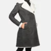 Women's Black Amie Double Breasted Shearling Coat