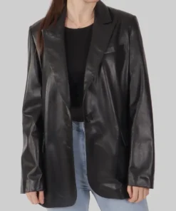 Women's Amy Black Leather Blazer