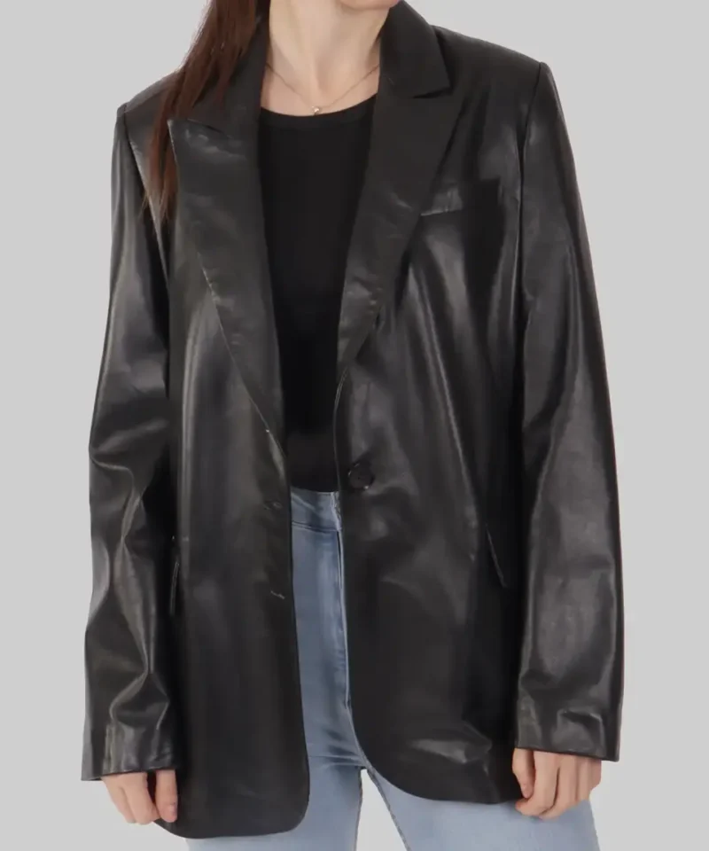 Women's Amy Black Leather Blazer
