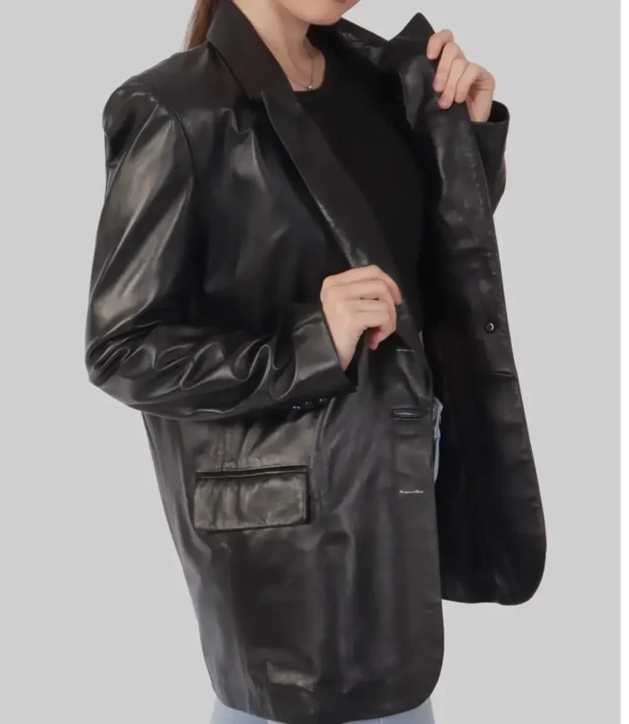 Women's Black Amy Leather Blazer
