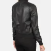 Women's Black Ava Ma-1 Leather Bomber Jacket