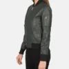 Ava Ma-1 Green Leather Bomber Jacket
