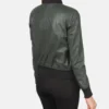 Women's Green Ava Ma-1 Leather Bomber Jacket