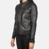 Zenna Black Leather Bomber Jacket