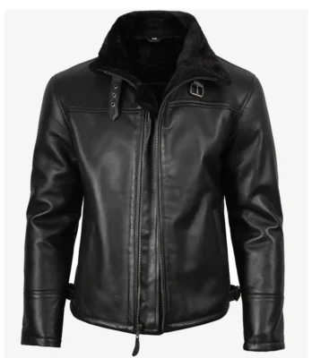 Men's B3 Bomber Black Shearling Leather Jacket