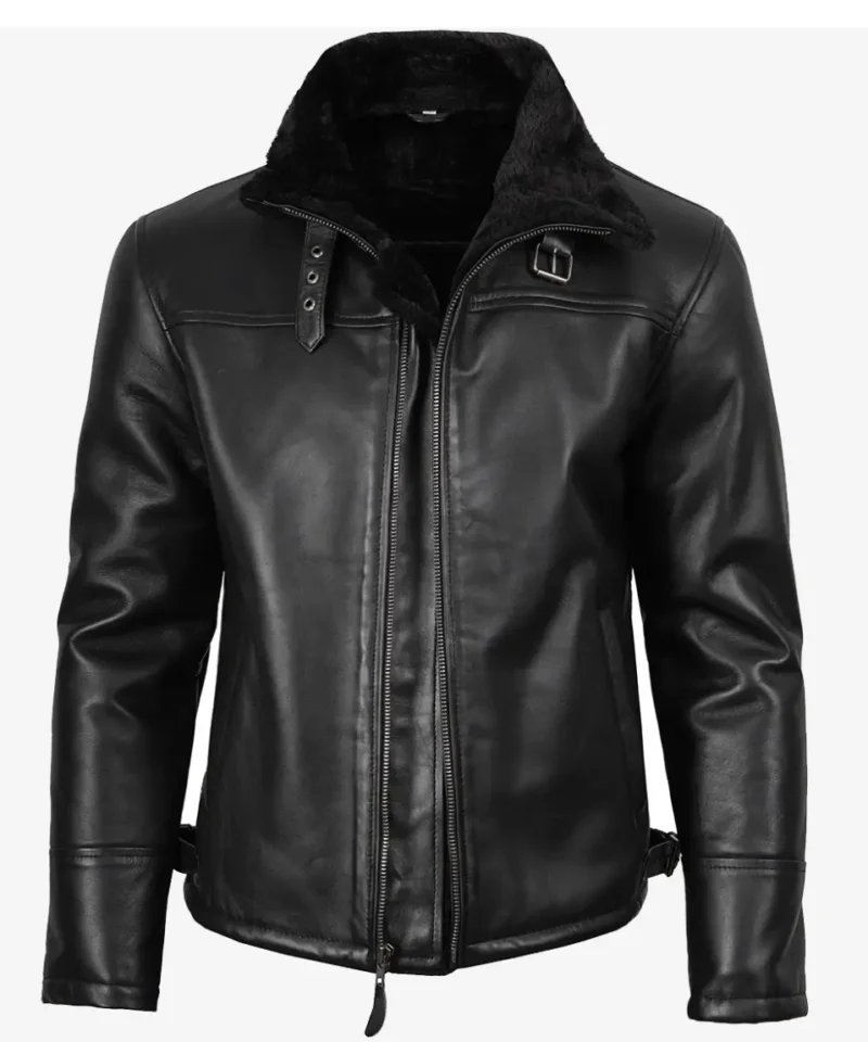 Men's B3 Bomber Black Shearling Leather Jacket