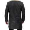 Men Beige Black Leather Shearling Coat