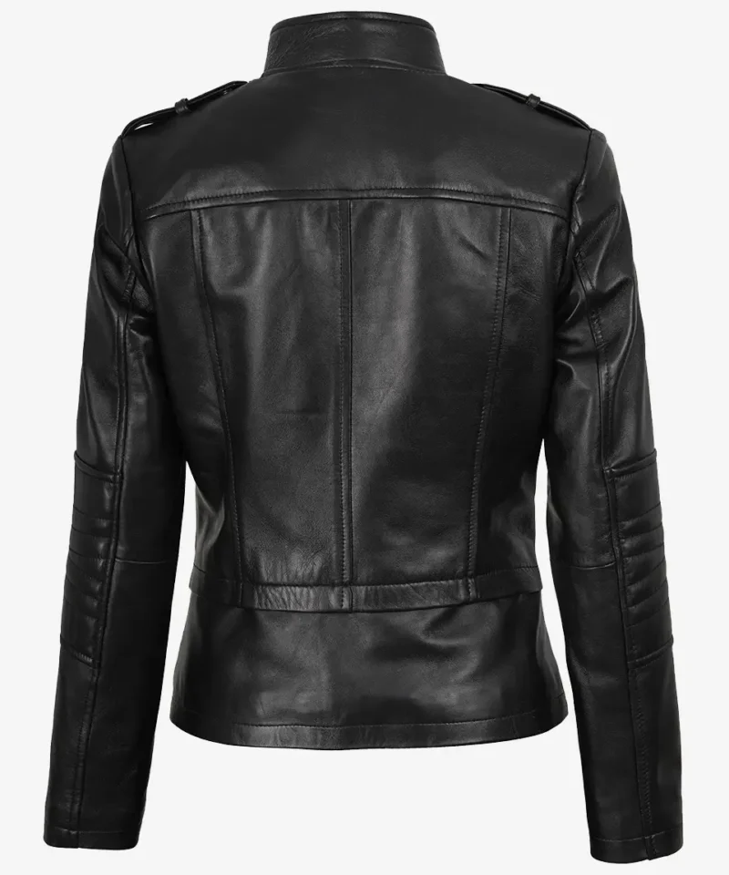 Women's Black Lambskin Leather Biker Style Jacket