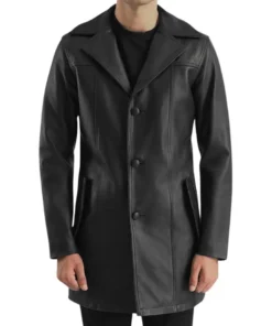 Men's Black Leather Coat