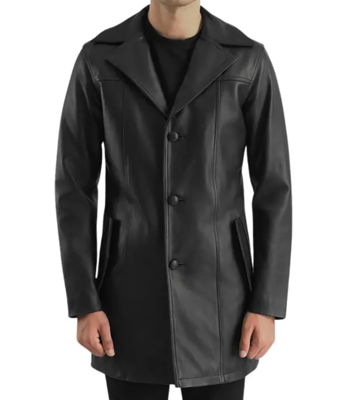 Men's Black Leather Coat