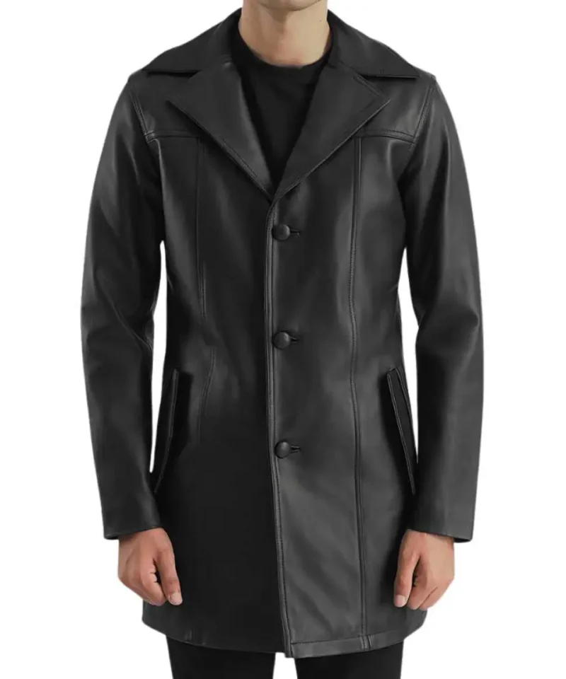 Men's Black Leather Coat