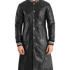 Men's Black Leather Varsity Coat