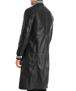 Men's Black Leather Varsity Coat