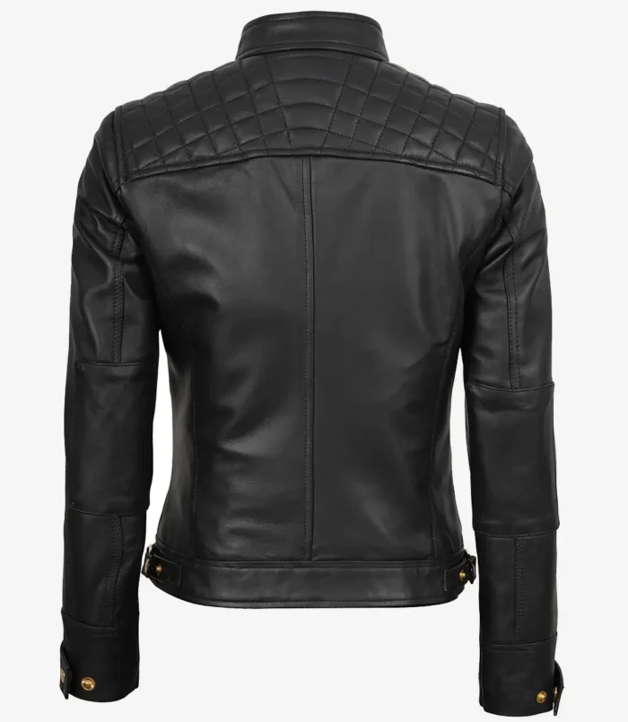 Women's Black Real Leather Biker Style Jacket