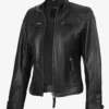 Women's Black Real Leather Biker Style Jacket