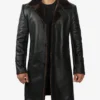 Men's Black Real Leather Shearling Coat