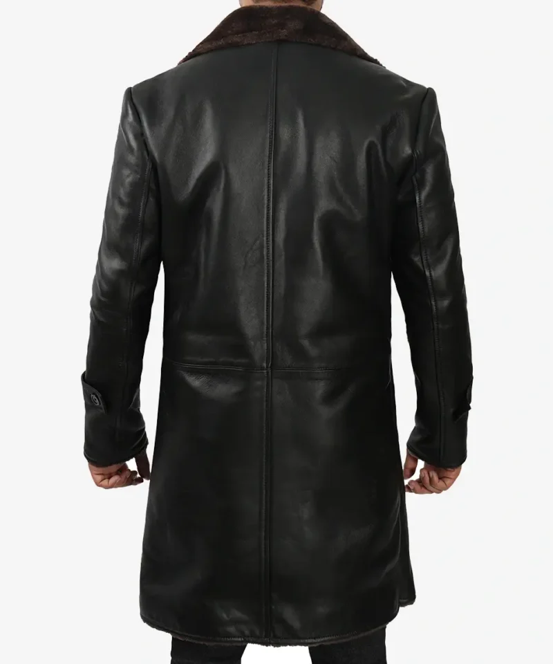 Men's Black Real Leather Shearling Coat