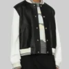 Women’s Black and White Leather Varsity Jacket