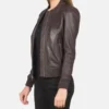 Women's Bliss Maroon Leather Bomber Jacket