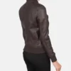 Women's Bliss Maroon Leather Bomber Jacket