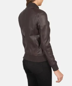 Women's Bliss Maroon Leather Bomber Jacket