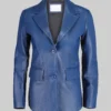 Women’s Jenna Blue Two Button Leather Blazer Jacket