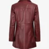 Women's Maroon Button Down Leather Coat