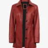 Women's Real Lambskin Leather Red Coat