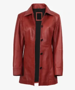 Women's Real Lambskin Leather Red Coat