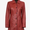 Women's Real Lambskin Leather Red Coat