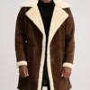 Men's Charles Brown Suede Leather Shearling Double Breasted Coat