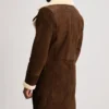 Men's Brown Charles Suede Leather Shearling Double-Breasted Coat