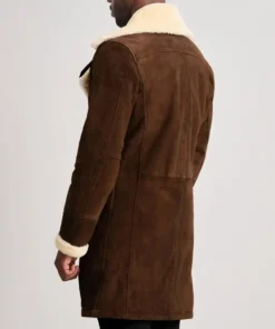 Men's Brown Charles Suede Leather Shearling Double-Breasted Coat