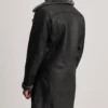 Men's Black Charles Distressed Leather Shearling Double-Breasted Coat