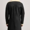 Men's Tumbled Black Charles Leather Shearling Double Breasted Coat