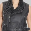 Women’s Christina Punk Black Studded Biker Leather Vest