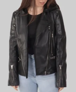 Women's Cindy Black Biker Leather Jacket