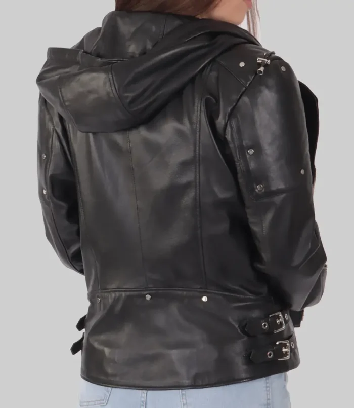 Women's Black Cindy Biker Leather Jacket