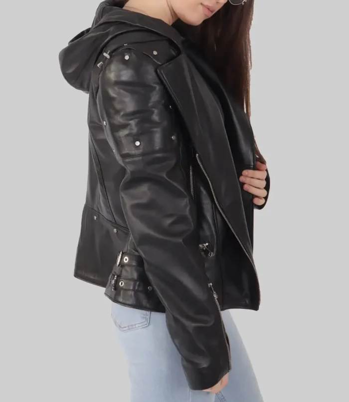 Women's Black Cindy Biker Leather Jacket