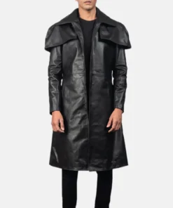 Men's Classic Black Leather Duster