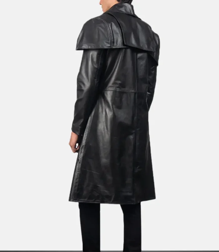 Men's Black Classic Leather Duster